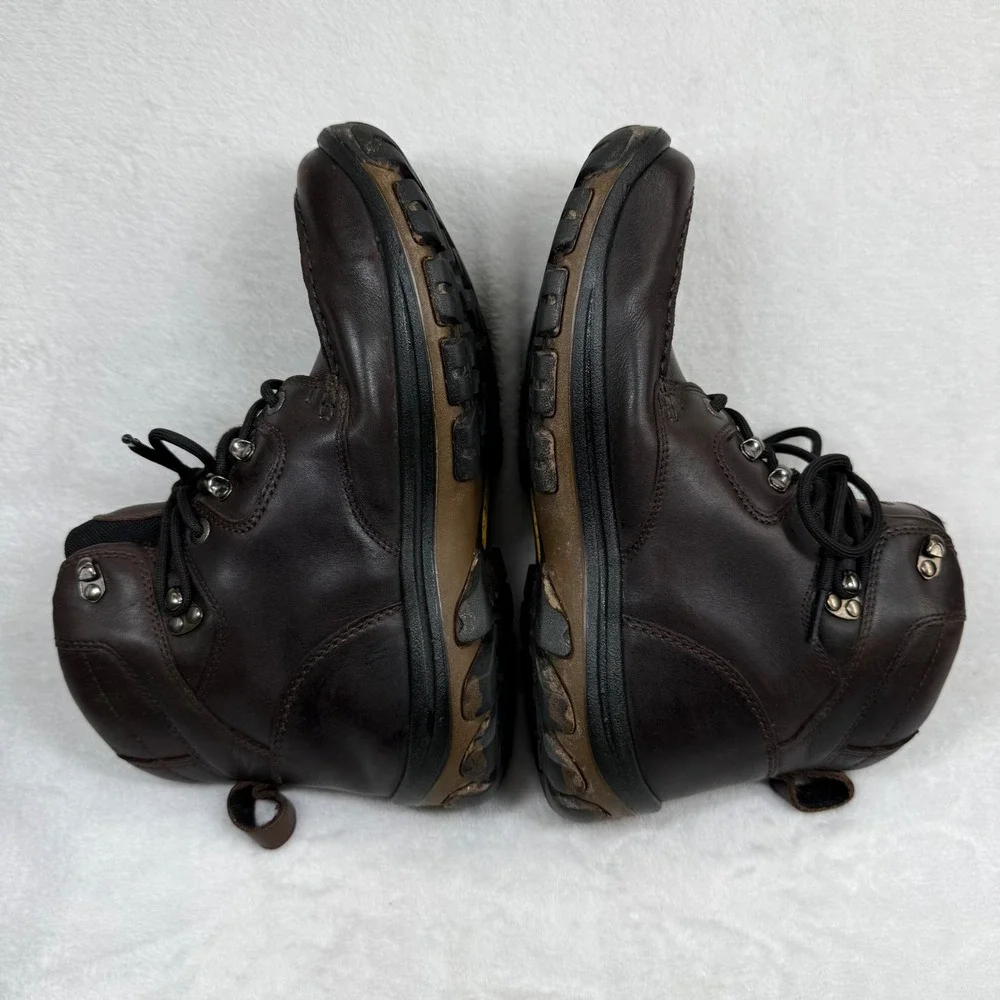 KEEN Mens 9.5 Dark Brown Leather Waterproof Moc‎ Toe Hiking Work Boots 1009250